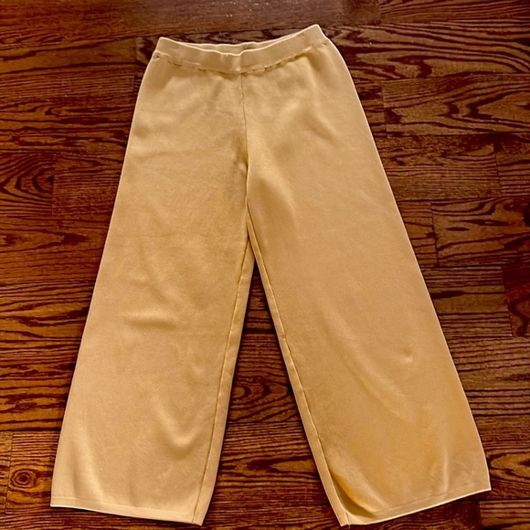 Lucca Jenni wide leg knit crop pants trousers pull on Kelley Cawley camel LUX Sm - Picture 12 of 13